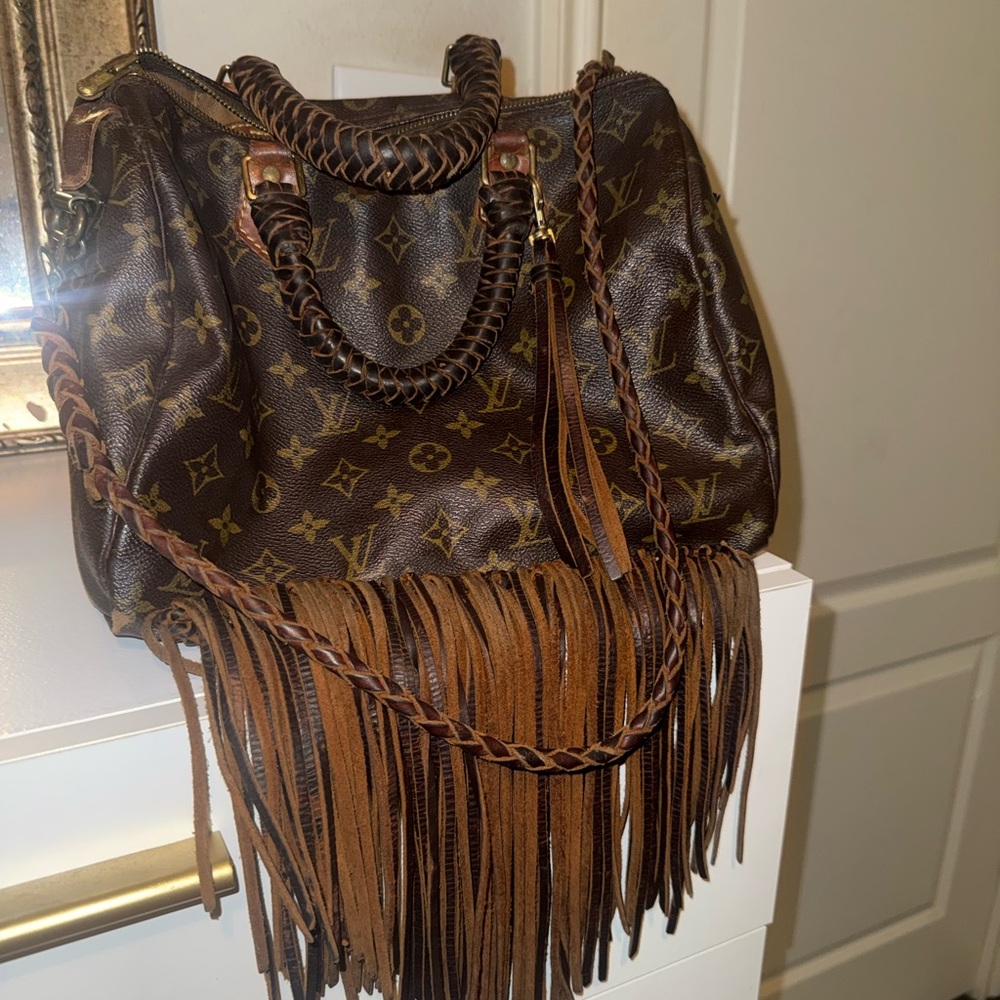Louis Vuitton Monogram Brown Satchel with Fringe